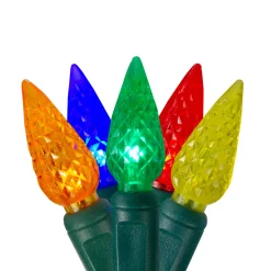 70 Orange and Green LED Facet C6 Twinkling Christmas Lights - 23.5 ft Green Wire