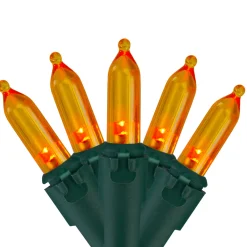 100 Orange LED Mini Christmas Lights - 33 ft Green Wire