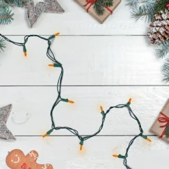 100 Orange LED Mini Christmas Lights - 33 ft Green Wire