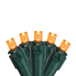 50 Orange LED Wide Angle Christmas Lights - 16.25 ft Green Wire