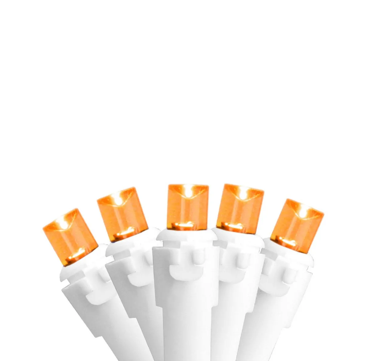 50 Orange LED Wide Angle Christmas Lights - 16.25 ft White Wire