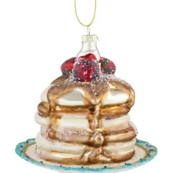 3.75" Pancakes and Syrup Glass Christmas Ornament
