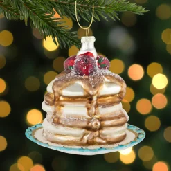 3.75" Pancakes and Syrup Glass Christmas Ornament