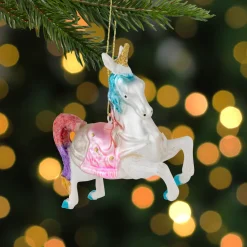 4.25" Pastel Unicorn Glass Christmas Ornament