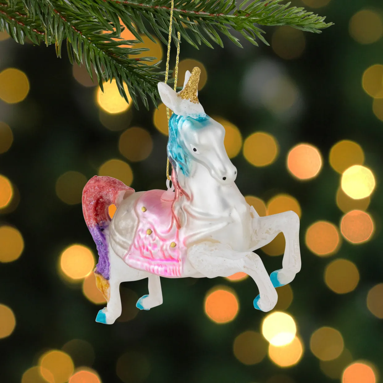 4.25" Pastel Unicorn Glass Christmas Ornament