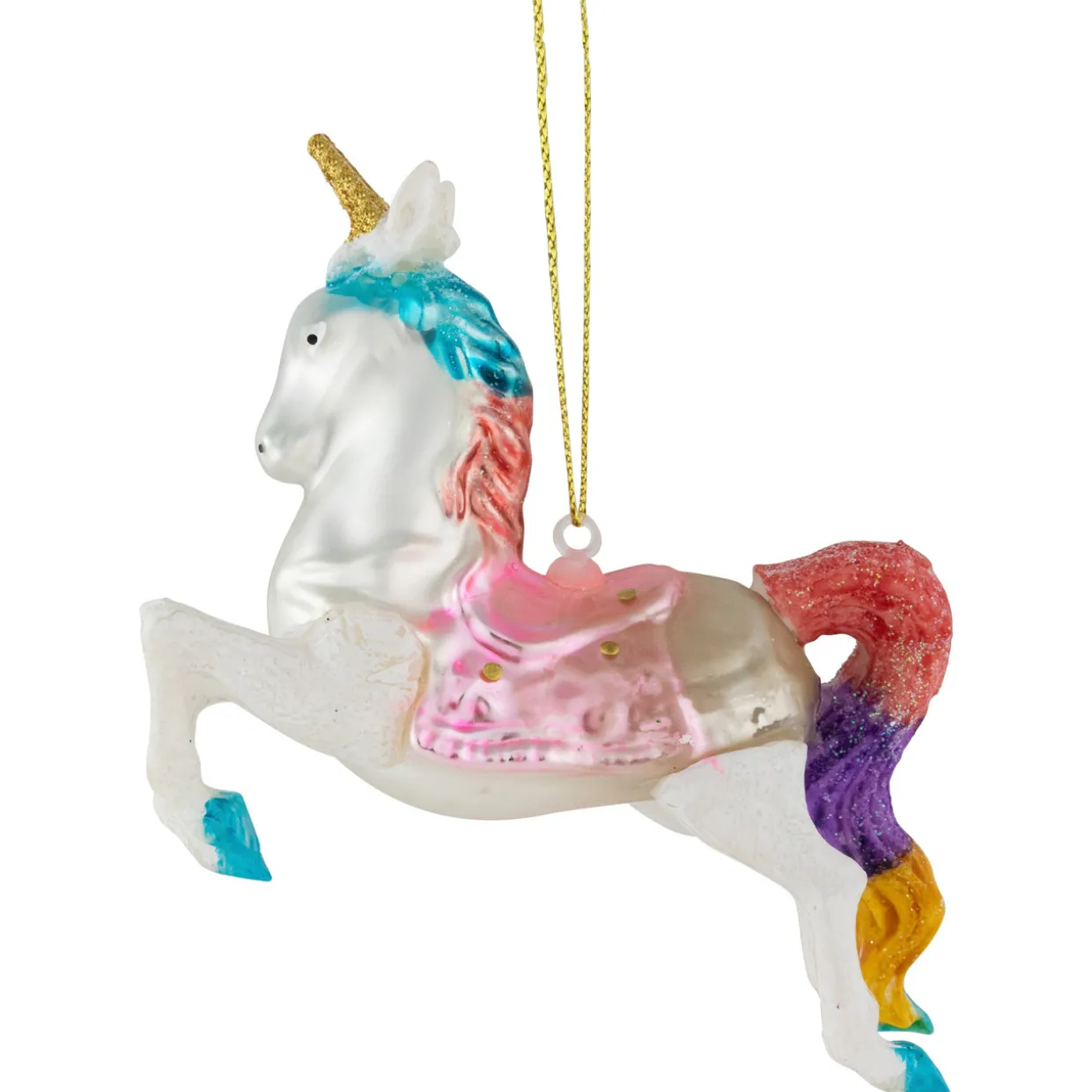 4.25" Pastel Unicorn Glass Christmas Ornament