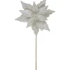 22" Pearl White Glittered Poinsettia Christmas Stem Spray