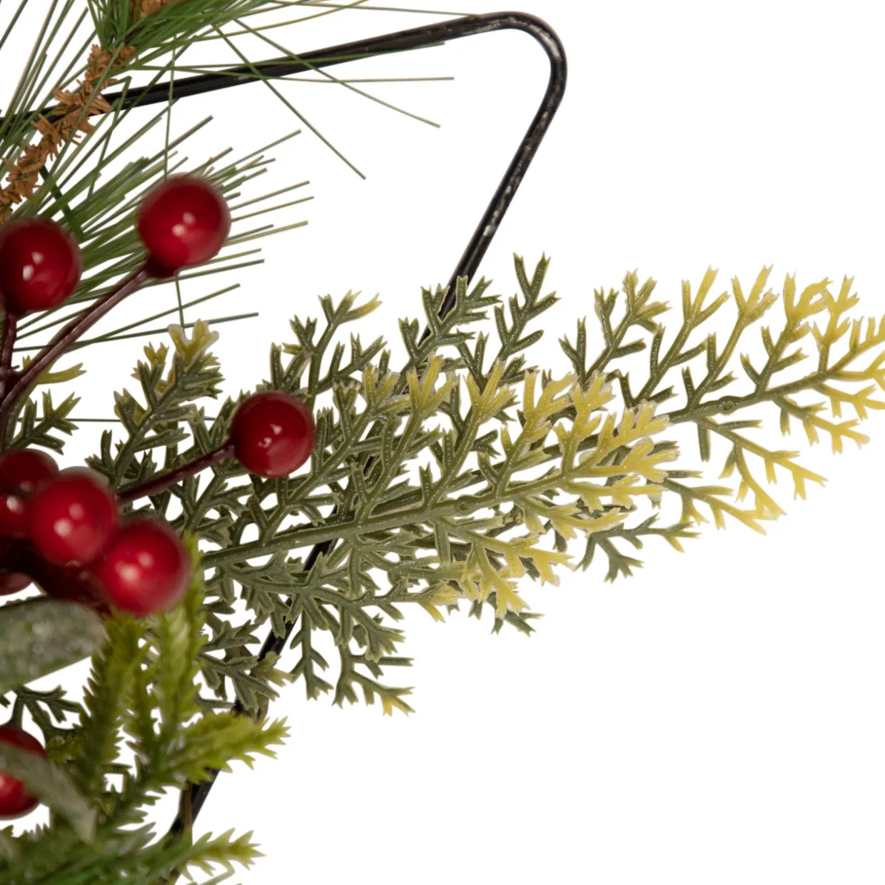 24" Pine Christmas Tree Wall Hanging Decoration with Berries and Holly