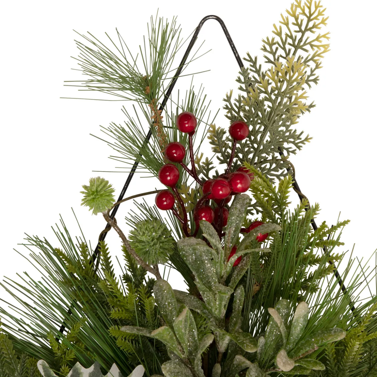 24" Pine Christmas Tree Wall Hanging Decoration with Berries and Holly