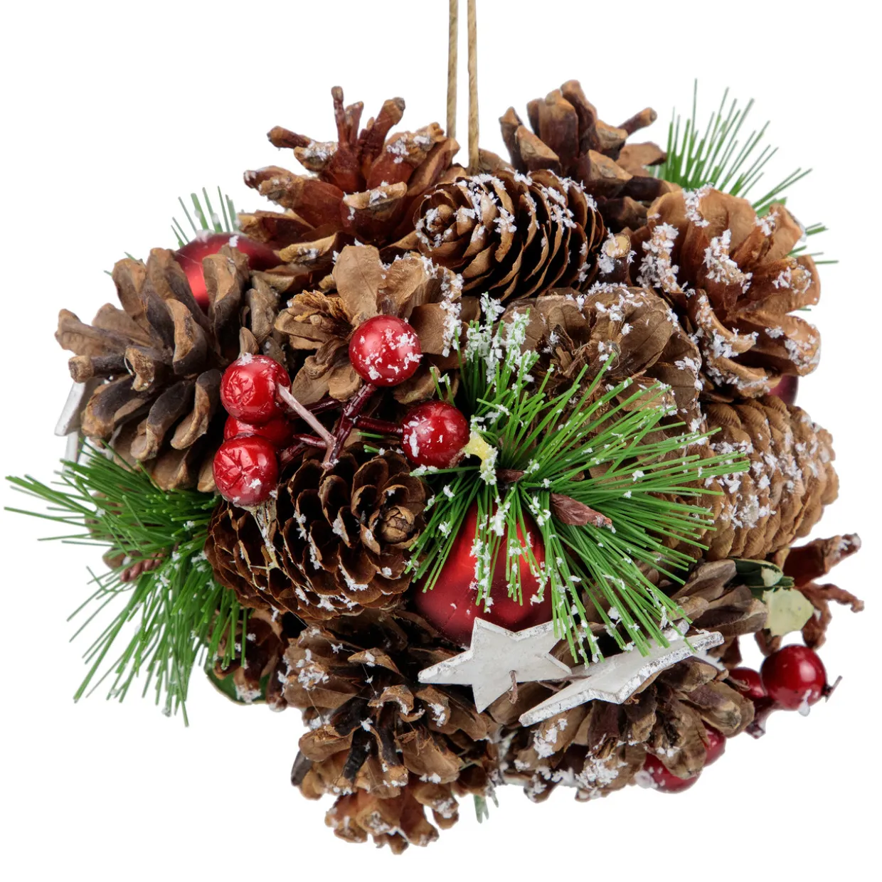 6" Pine Cones, Stars and Balls Hanging Christmas Ornament