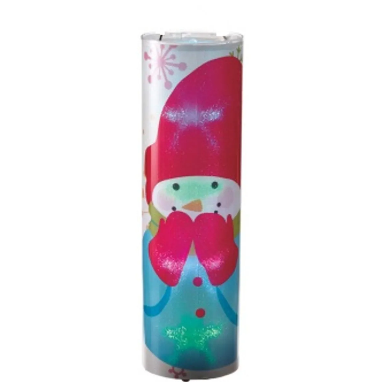24" Pink and Blue Bashful Snowman LED Color Changing Light Christmas Lantern