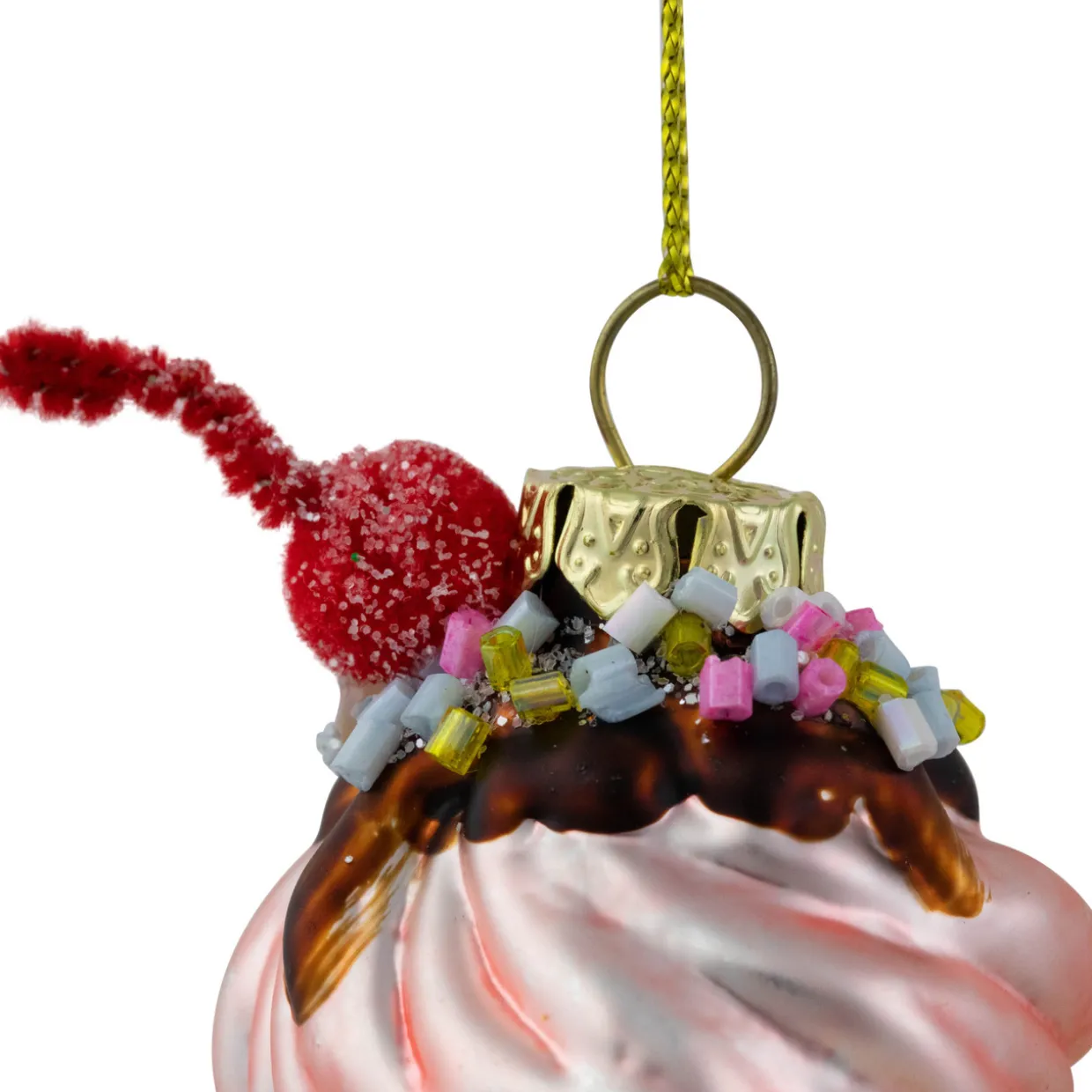 6" Pink and Blue Cupcake Tower Glass Christmas Ornament