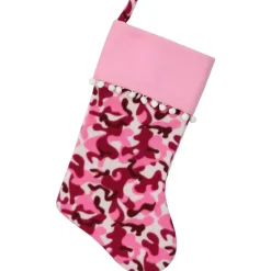 15.75" Pink and Brown Camouflage Christmas Stocking with Cuff