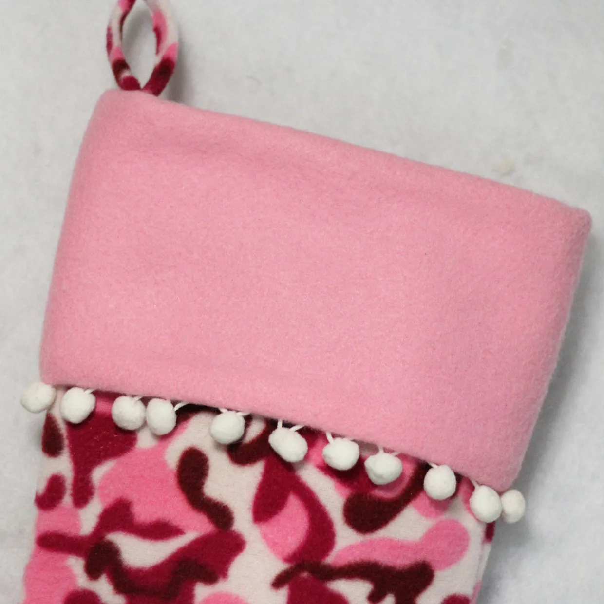 15.75" Pink and Brown Camouflage Christmas Stocking with Cuff