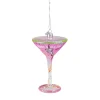 7" Pink and Clear Blown Happy Birth-Tini Martini Cocktail Glass Christmas Ornament