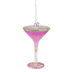 7" Pink and Clear Blown Happy Birth-Tini Martini Cocktail Glass Christmas Ornament