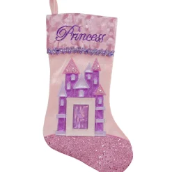 20" Pink and Purple Glitter Princess Christmas Stocking