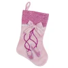 14" Pink and Silver Ballerina Shoes Christmas Stocking with Glitter Cuff and Bow