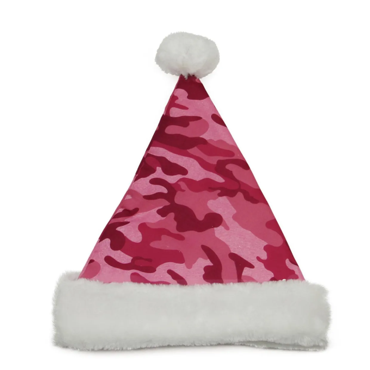 21" Pink and White Camouflage Adult Christmas Santa Claus Hat - Medium