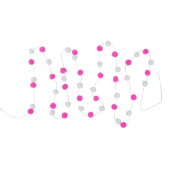 9' Pink and White Plush Snowball Christmas Garland