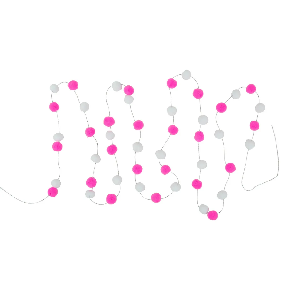 9' Pink and White Plush Snowball Christmas Garland