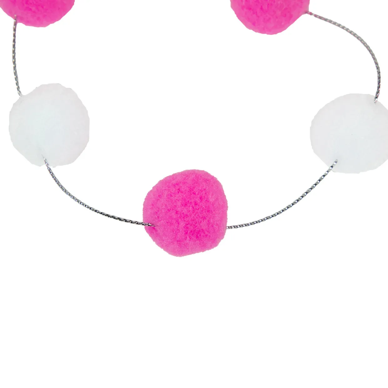 9' Pink and White Plush Snowball Christmas Garland