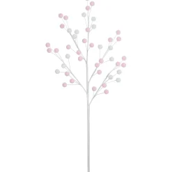 24" Pink and White Pom Pom Christmas Spray