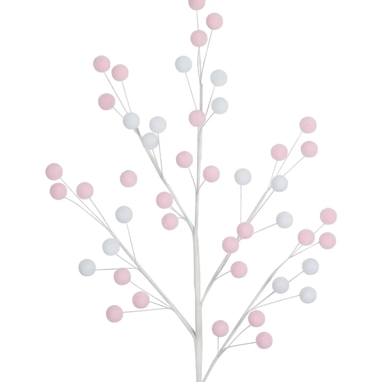 24" Pink and White Pom Pom Christmas Spray