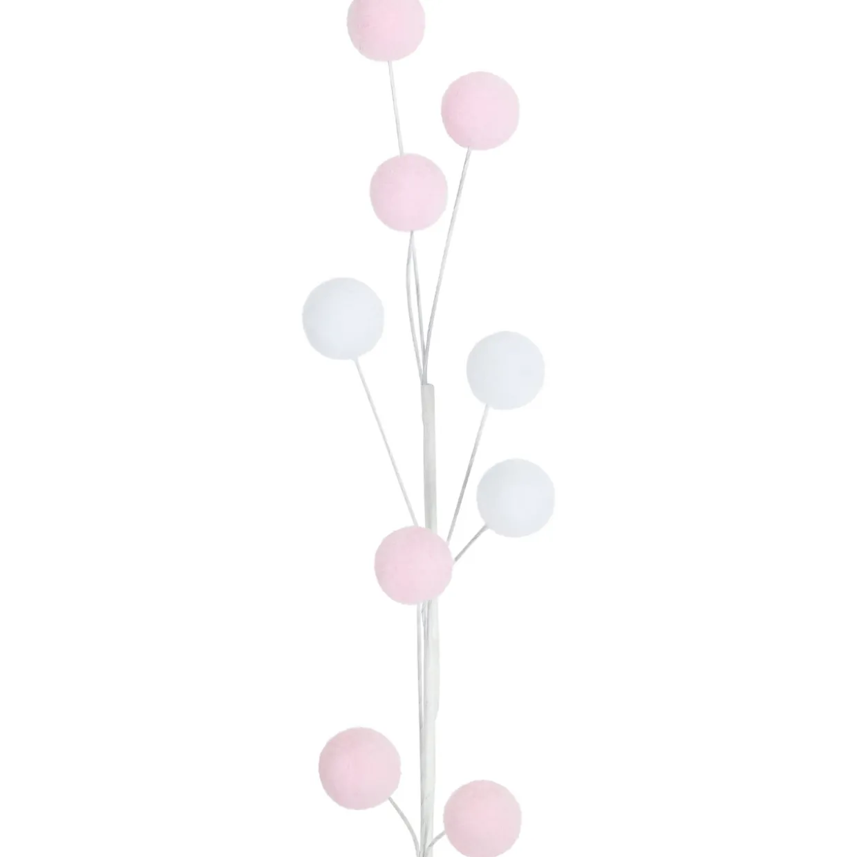 24" Pink and White Pom Pom Christmas Spray