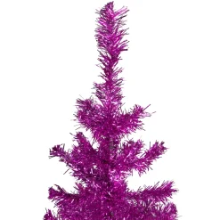 4' Pink Artificial Tinsel Christmas Tree, Unlit