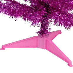 4' Pink Artificial Tinsel Christmas Tree, Unlit