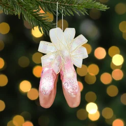3" Pink Ballerina Slippers Glass Christmas Ornament