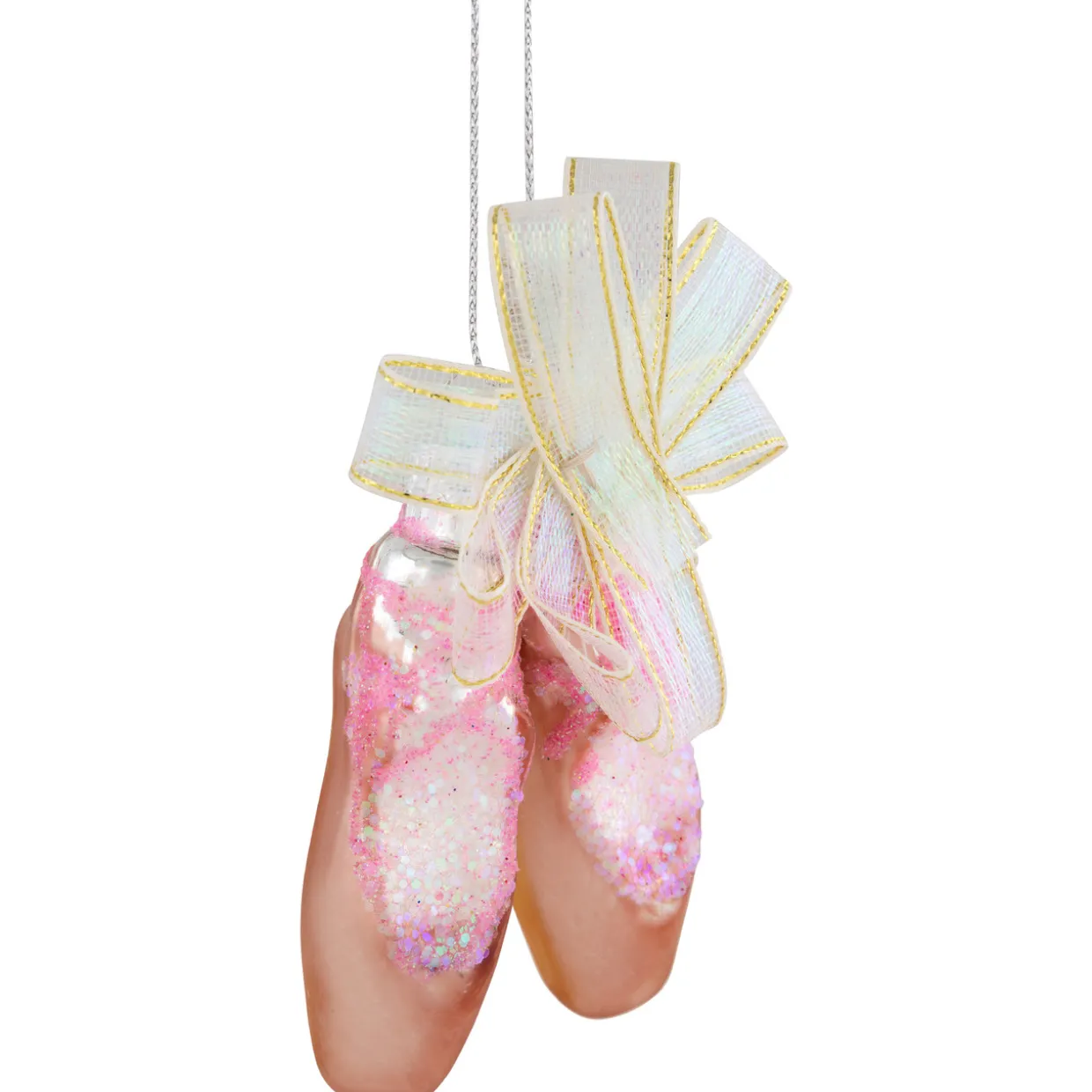 3" Pink Ballerina Slippers Glass Christmas Ornament