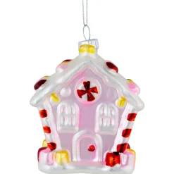 3.25" Pink Candy House Glass Christmas Ornament