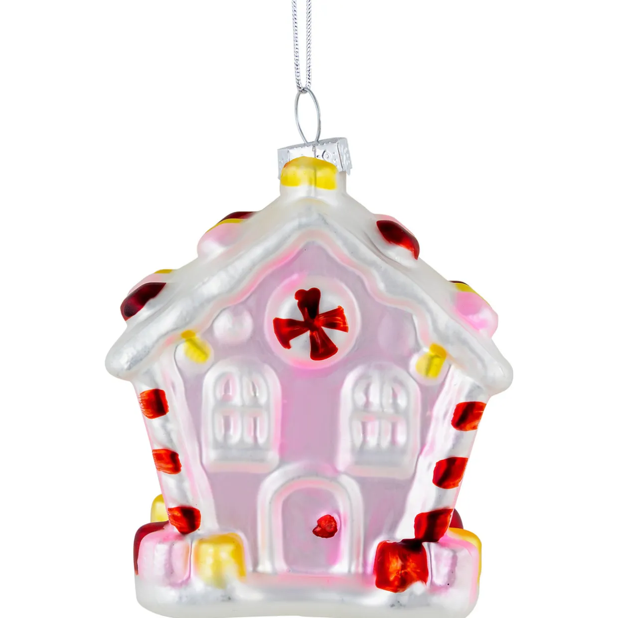 3.25" Pink Candy House Glass Christmas Ornament