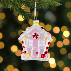 3.25" Pink Candy House Glass Christmas Ornament