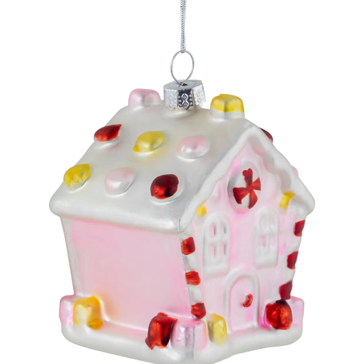 3.25" Pink Candy House Glass Christmas Ornament