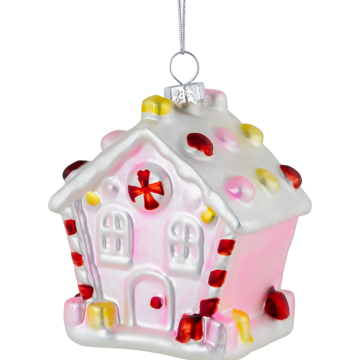 3.25" Pink Candy House Glass Christmas Ornament
