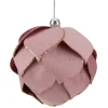 5" Pink Flower Glitter Petal Shatterproof Ball Christmas Ornament