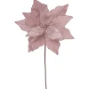 24" Pink Glittered Poinsettia Christmas Stem Spray