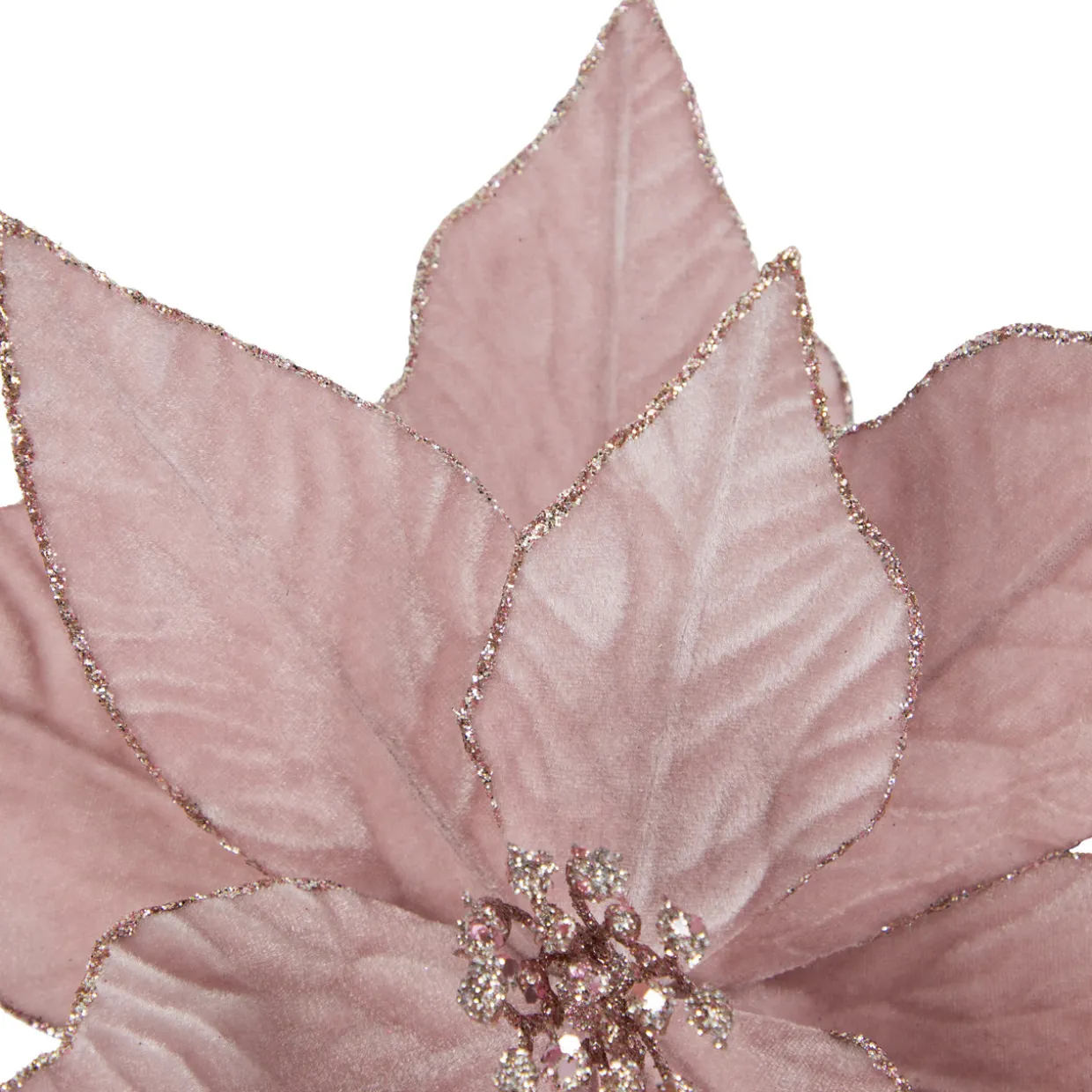 24" Pink Glittered Poinsettia Christmas Stem Spray