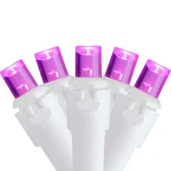 50 Pink LED Wide Angle Christmas Lights - 16.25 ft White Wire