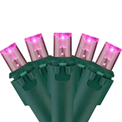 60 Pink LED Wide Angle Mini Christmas Lights - 19.5 ft Green Wire