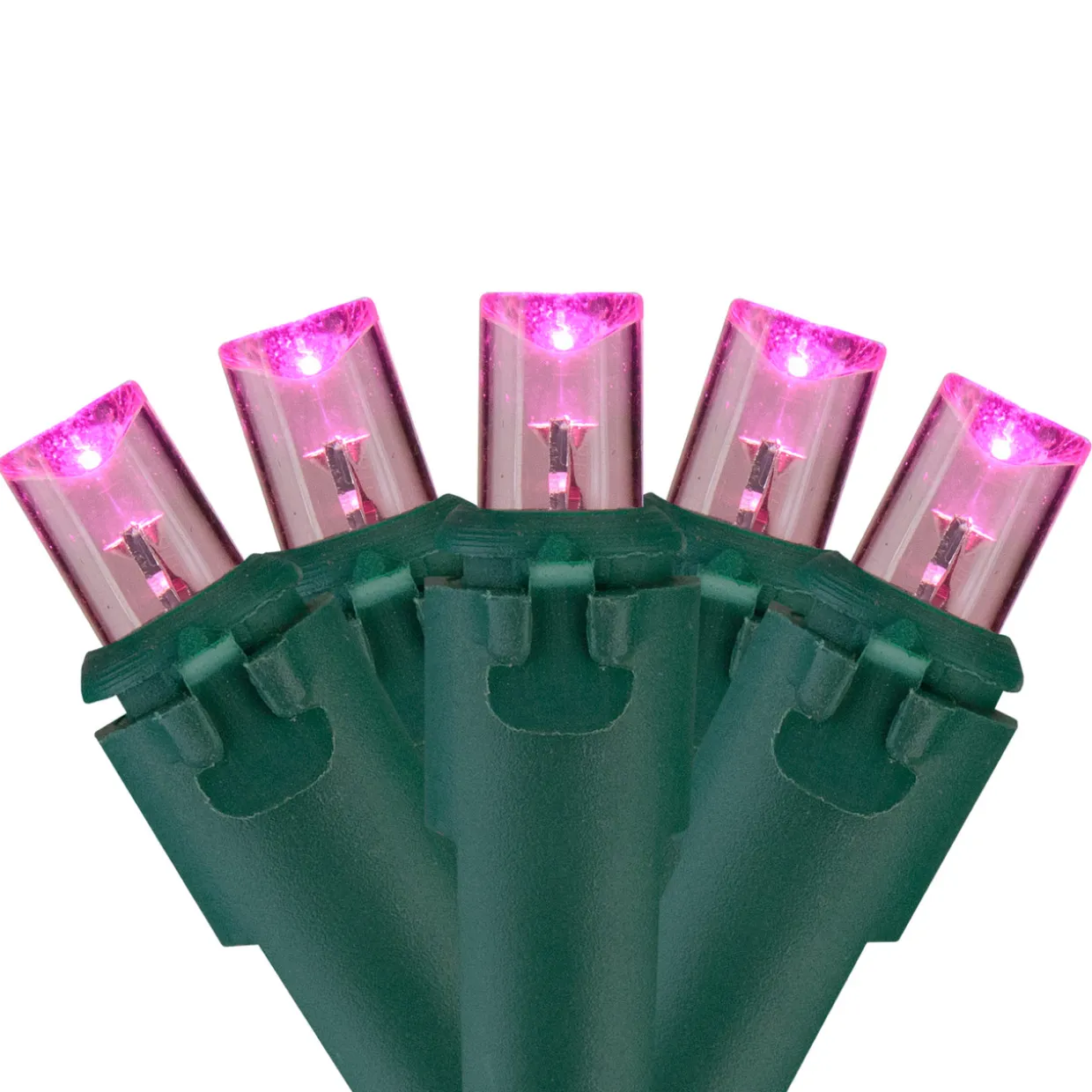 60 Pink LED Wide Angle Mini Christmas Lights - 19.5 ft Green Wire