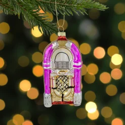 5" Pink Retro Juke Box Glass Christmas Ornament