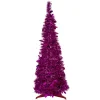 6' Pink Tinsel Pop-Up Artificial Christmas Tree, Unlit