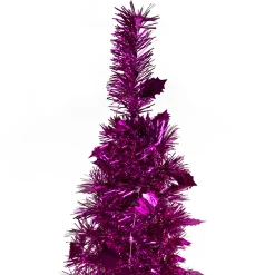 6' Pink Tinsel Pop-Up Artificial Christmas Tree, Unlit