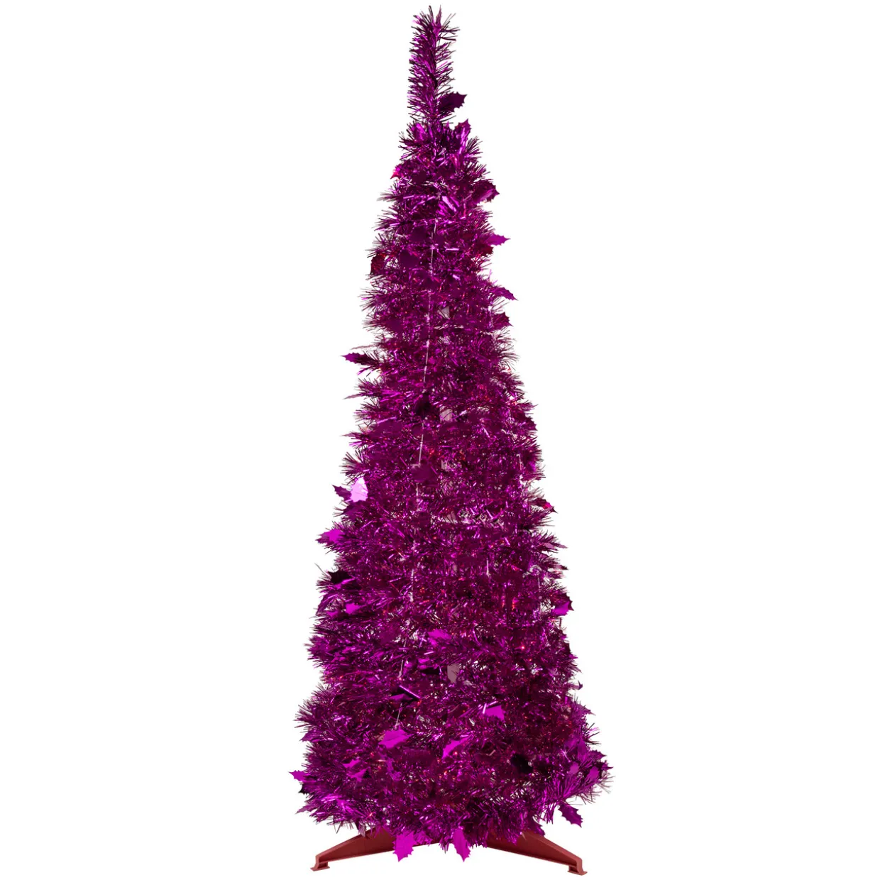4' Pink Tinsel Pop-Up Artificial Christmas Tree, Unlit