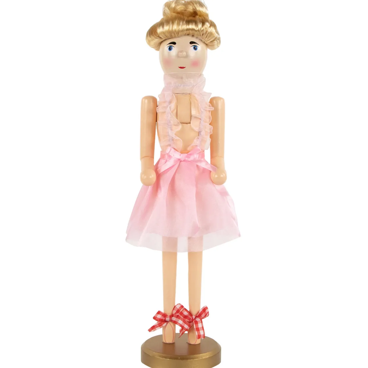 15.5" Pink Tutu Blonde Wooden Ballerina Wooden Christmas Nutcracker