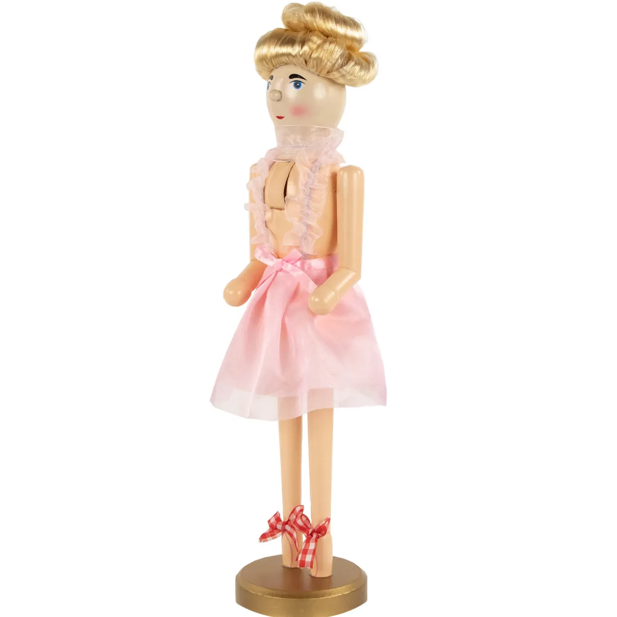 15.5" Pink Tutu Blonde Wooden Ballerina Wooden Christmas Nutcracker